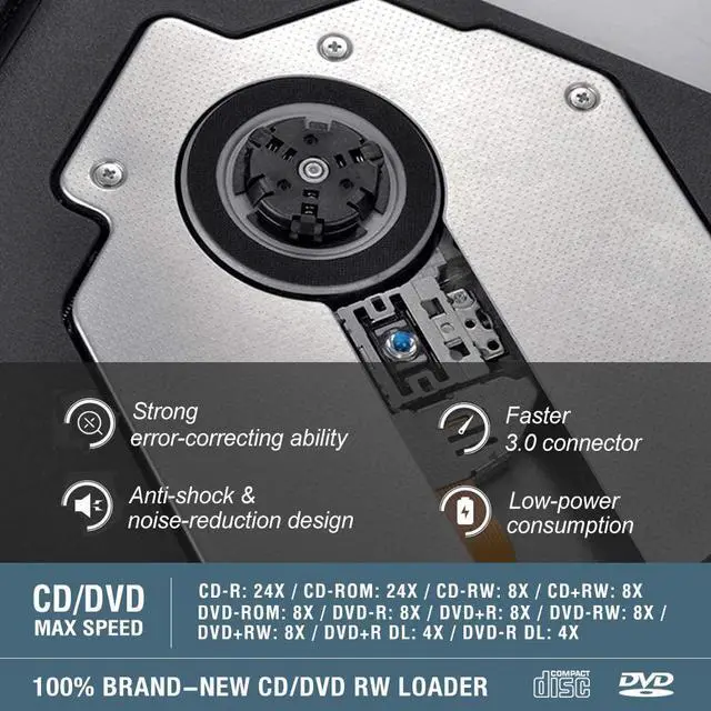 Alt view image 5 of 7 - USB 3.0 & USB-C External CD DVD Drive, Premium Portable CD/DVD +/-RW Drive/Writer/Burner Optical Player, Compatible for Windows 10 Laptop PC, MacBook Pro/Air, iMac, Mac OS
