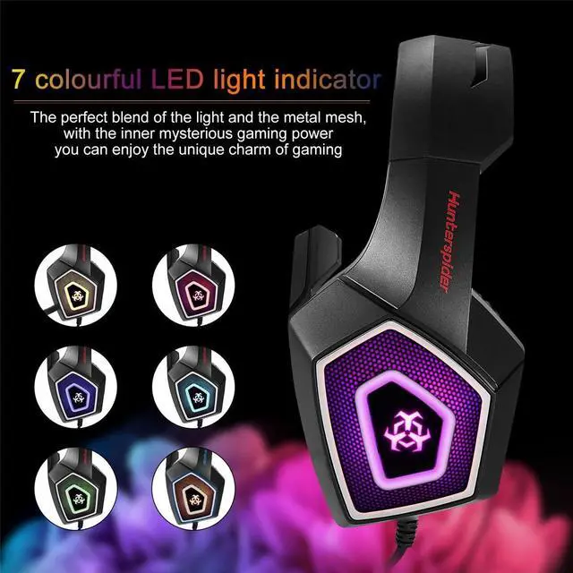 Alt view image 3 of 7 - Gamer PC Gaming Headphone Wired Gaming Headset 7 Color LED Lights Low Distortion With Mute Button Volume Control Microphone for PS4 PC