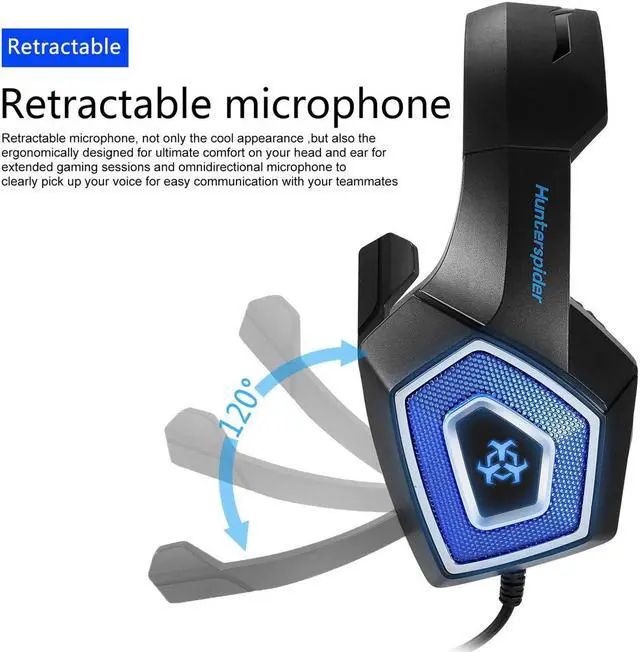 Alt view image 4 of 7 - Gamer PC Gaming Headphone Wired Gaming Headset 7 Color LED Lights Low Distortion With Mute Button Volume Control Microphone for PS4 PC