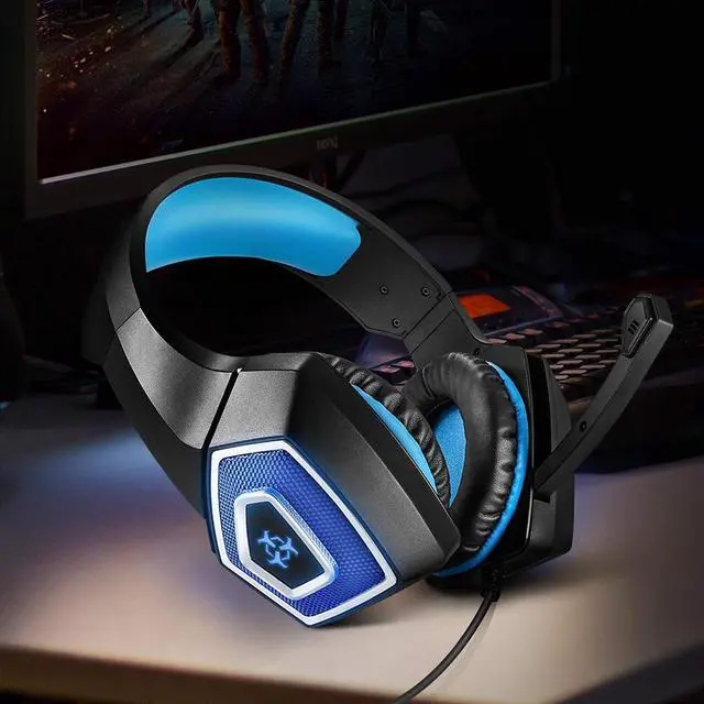 Alt view image 7 of 7 - Gamer PC Gaming Headphone Wired Gaming Headset 7 Color LED Lights Low Distortion With Mute Button Volume Control Microphone for PS4 PC