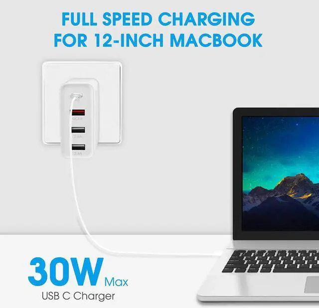 Alt view image 3 of 7 - QC 3.0+PD,USB C Charger,48W [PD 3.0+QC 3.0] USB Fast Charger Adapter, 4 Port USB PD Wall Plug Charging Station, Fast Charging for Smartphones,Tables, and More …