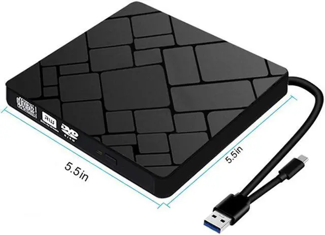 Alt view image 6 of 7 - External DVD Drive, DVD Player for Laptop, USB 3.0 Type-C Dual Port Portable External CD DVD Drive, Drive Slim DVD/CD ROM Rewriter Burner Compatible with Laptop Desktop PC Windows Linux Mac OS (Black)