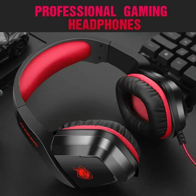 Alt view image 7 of 7 - Gaming Headset Earphone 3.5mm Jack with LED Backlit and Mic Stereo Bass Noise Cancelling for Computer Game Player