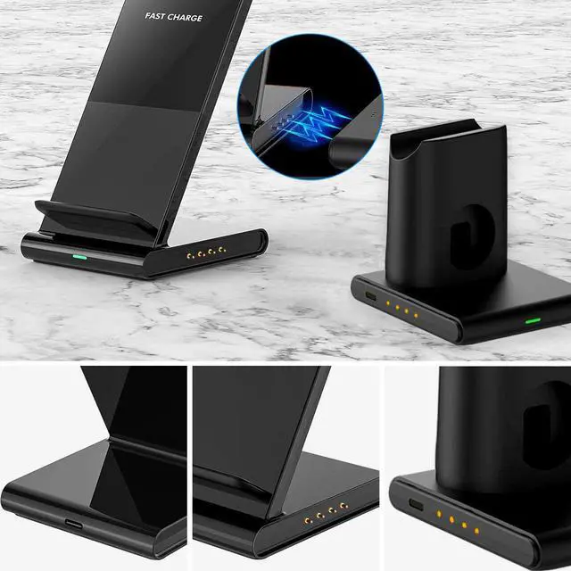 Alt view image 4 of 7 - 3in1 Magnetic Wireless Charging Station 10W Fast Qi Charging Stand for Apple watch 5 for Airpods Charger Dock for iPhone X 11 Pro Samsung