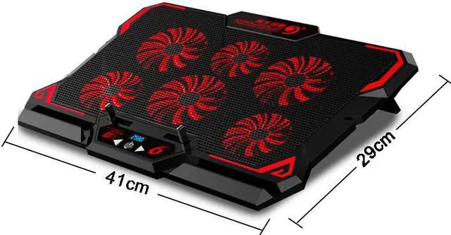 Alt view image 6 of 7 - Gaming Laptop Cooler Notebook Cooling Pad 6 Silent Red LED Fans Powerful Air Flow Portable Adjustable Laptop Stand 2600RPM Laptop Cooling Pad