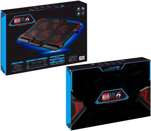 Alt view image 7 of 7 - Gaming Laptop Cooler Notebook Cooling Pad 6 Silent Red LED Fans Powerful Air Flow Portable Adjustable Laptop Stand 2600RPM Laptop Cooling Pad