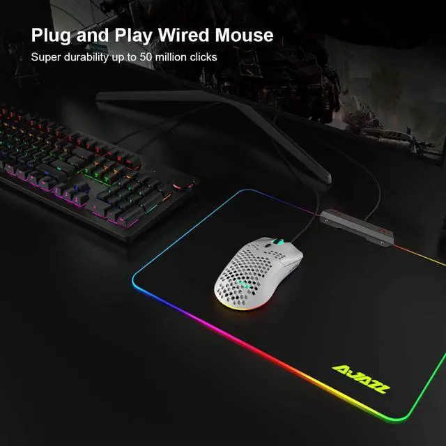 Alt view image 7 of 7 - Gaming Mouse with 16,000 DPI Optical Sensor Chroma RGB Lighting,69g Lightweight Honeycomb Shell,Ultraweave Cable,7 Programmable Buttons for PC Gamer