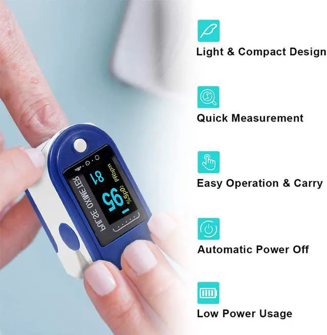 Alt view image 3 of 7 - Pulse Oximeter Fingertip, Blood Oxygen Saturation Monitor Fingertip, Portable Blood Oxygen Meter Finger Oximeter Finger with Pulse, O2 Monitor Finger for Oxygen