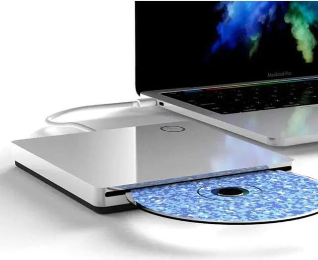 Alt view image 7 of 7 - Touch Sensor External CD DVD Drive, USB 3.0 USB Type C Ultra Slim DVD RW CD ROM Drive Burner Writer Recorder Player Portable Slot in Superdrive for Mac/MacBook Pro/Air/iMac/Laptop/PC Windows
