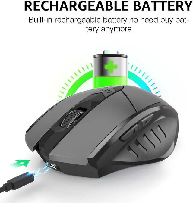 Alt view image 2 of 7 - Bluetooth Mouse Wireless 2.4GHz Ergonomic Mice Mouse 4000DPI USB Receiver Optical Computer Gaming Mouse for Laptop PC