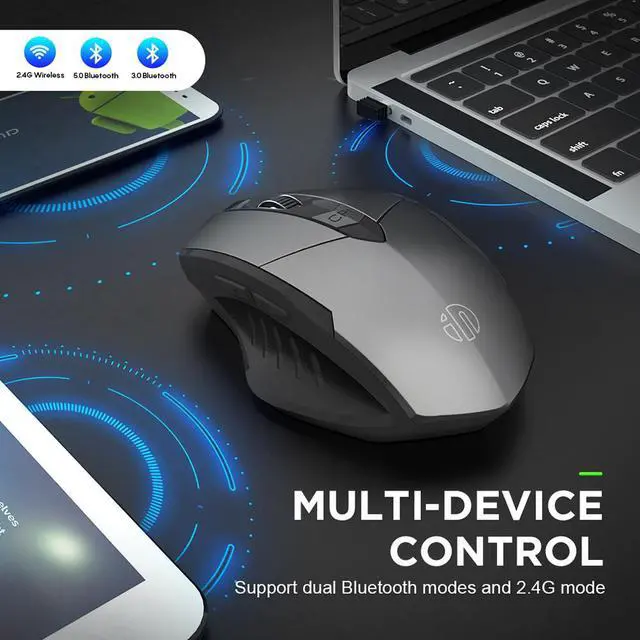 Alt view image 7 of 7 - Bluetooth Mouse Wireless 2.4GHz Ergonomic Mice Mouse 4000DPI USB Receiver Optical Computer Gaming Mouse for Laptop PC