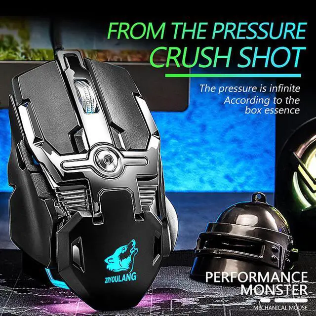 Alt view image 7 of 7 - Professional Gaming Mice 8 Button Mechanical Gaming Mouse USB Wired 6400DPI RGB Backlight Macro Mouse Gamer with Pressure Gun for Laptop Computer Games