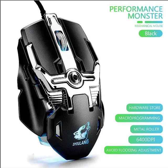 Alt view image 4 of 7 - Professional Gaming Mice 8 Button Mechanical Gaming Mouse USB Wired 6400DPI RGB Backlight Macro Mouse Gamer with Pressure Gun for Laptop Computer Games