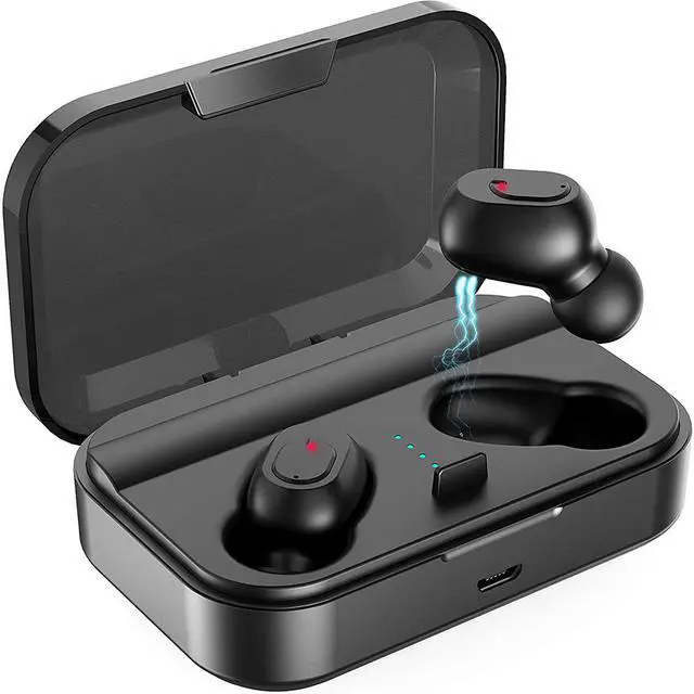 Main image of Wireless Earbuds, Bluetooth 5.0 Headphones TWS Stereo Wireless Earphones Sweatproof Bluetooth Earbuds 90H Playtime in-Ear Headset Earphones with Charging Case Built-in Mic Deep Bass for Sports (Black)