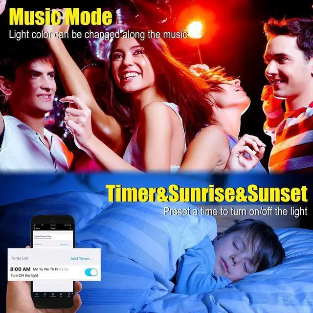 Alt view image 6 of 7 - 2M 6.56FT USB Bluetooth LED Strip Light TV Backlight Strip Smartphone APP Control, RGB 5050 Color Changing Flexible Waterproof for Indoor/Outdoor DIY Decoration