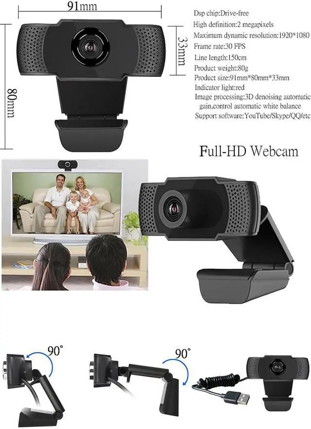 Alt view image 7 of 7 - 1080P Webcam with Microphone, Wansview USB 2.0 Desktop Laptop Computer Web Camera with Auto Light Correction, Plug and Play, for Windows Mac OS, for Video Streaming, Conference, Gaming, Online Classes