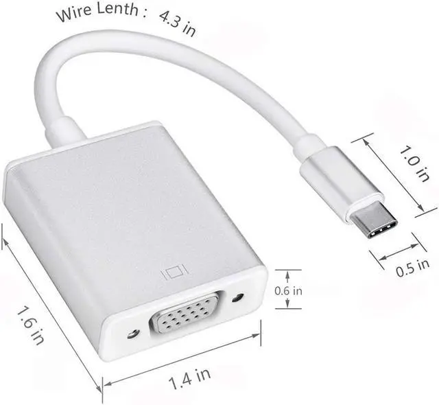 Alt view image 7 of 7 - USB-C to VGA Adapter, Bincolo USB 3.1 Type C (Thunderbolt 3) to VGA Converter Compatible with MacBook Pro, New MacBook, MacBook Air 2018, Dell XPS 13/15, Surface Book 2 and More