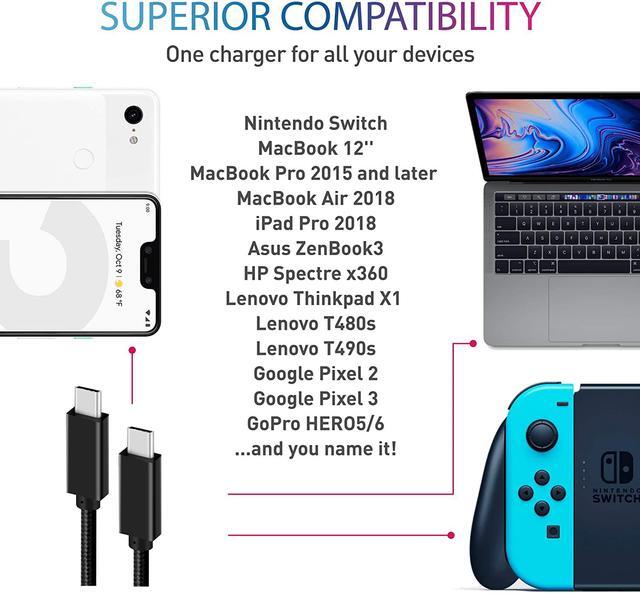 Alt view image 5 of 7 - USB C to USB C Cable, [6.6ft USB 3.1 Gen2 100W/5A] Fast Charging Cable,Braided USB Type C Charger Cord PD Cable Compatible with Samsung Galaxy S20/S10/S9,MacBook Pro 2019/2018, iPad Pro and More