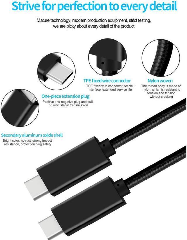 Alt view image 7 of 7 - USB C to USB C Cable, [6.6ft USB 3.1 Gen2 100W/5A] Fast Charging Cable,Braided USB Type C Charger Cord PD Cable Compatible with Samsung Galaxy S20/S10/S9,MacBook Pro 2019/2018, iPad Pro and More