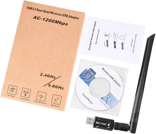 Alt view image 7 of 7 - Realtek RTL8812BU USB Wireless Adapter 1200 Mbps with 5 dBi Antenna Dual Band AC1200 WiFi Dongle IEEE 802.11 a b g n ac for Laptop Desktop USB 3.0 Network Adapter Support Windows 10 Mac