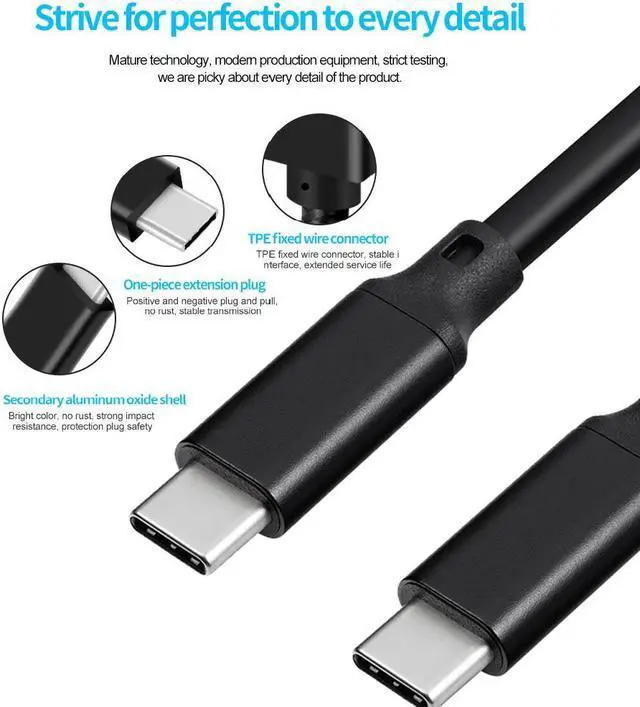 Alt view image 5 of 7 - 6.6FT USB C to USB C Power Delivery Fast Charging Cable 100W 20V/5A 10Gbps Data Transmision Speed, E-Marker IC, 4K Video/Audio Compatible with All Type-C Laptop Tablet Phone Nintendo Switch and More