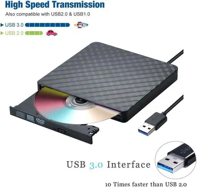 Alt view image 2 of 6 - USB 3.0 External CD DVD Drive, Ultra Slim CD/DVD +/-RW Writer Burner High Speed Data Transfer DVD/CD-ROM Drive for Windows 10/8/7 Laptop Desktop Mac MacBook Pro Air iMac HP Dell LG Asus