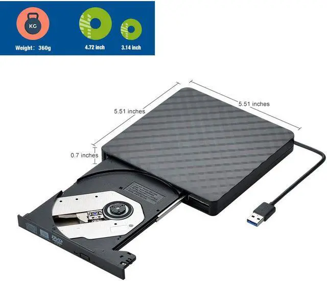 Alt view image 6 of 6 - USB 3.0 External CD DVD Drive, Ultra Slim CD/DVD +/-RW Writer Burner High Speed Data Transfer DVD/CD-ROM Drive for Windows 10/8/7 Laptop Desktop Mac MacBook Pro Air iMac HP Dell LG Asus