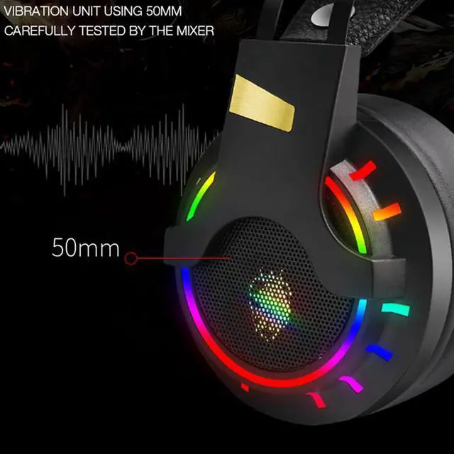 Alt view image 4 of 7 - Stereo Gaming Headset for PS4, PC, Xbox One Controller, 7.1-Channel Noise Cancelling Over Ear Headphones with Mic, LED Light, Bass Surround, Soft Memory Earmuffs for Laptop Mac Nintendo PS3 Games