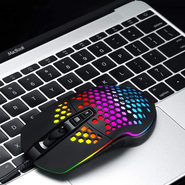 Alt view image 7 of 7 - Lightweight Gaming Mouse, Wired USB Computer Gamer Mice with Ultralight Honeycomb Shell, RGB Chroma LED Light, 6400 DPI Adjustable, Pixart 3325, Programmable 7 Buttons Mouse for Windows 7/8/10/XP