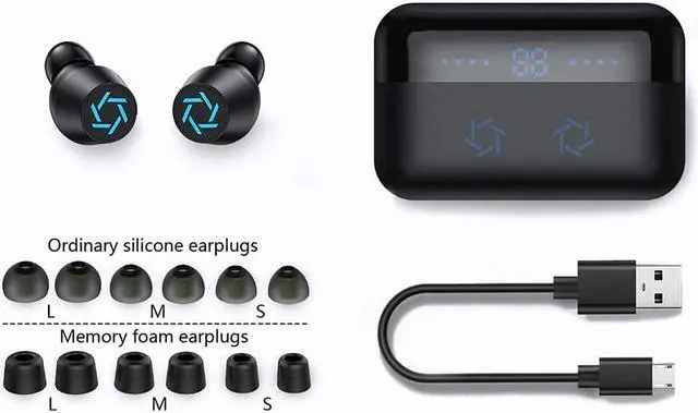 Alt view image 7 of 7 - Wireless Earbuds Bluetooth 5.0 Headphones, Portable Charging Case and Mic 320H Playtime Upgraded TWS Hi-Fi Stereo Noise Cancelling Touch Control IPX7 Waterproof in-Ear for Travel Work Black