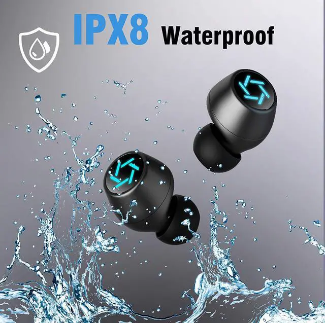 Alt view image 3 of 7 - Wireless Earbuds Bluetooth 5.0 Headphones, Portable Charging Case and Mic 320H Playtime Upgraded TWS Hi-Fi Stereo Noise Cancelling Touch Control IPX7 Waterproof in-Ear for Travel Work Black