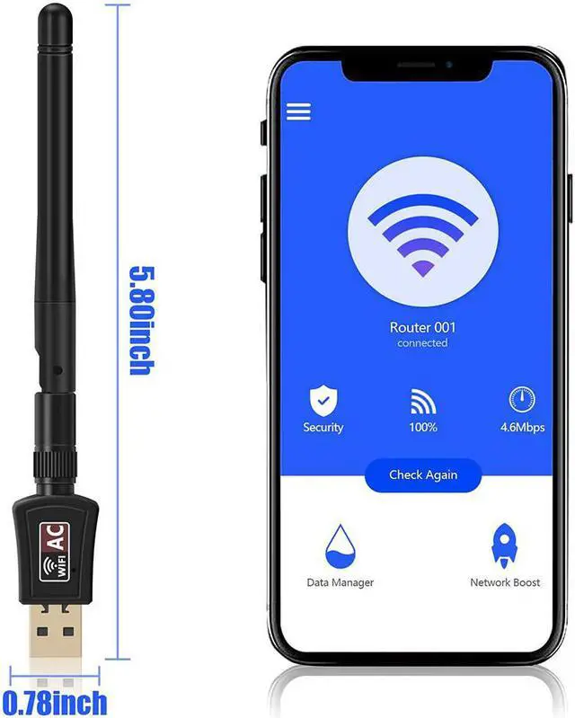 Alt view image 7 of 7 - USB WiFi Adapter ac600Mbps Wireless USB Adapter 5.8GHz/2.4GHz Dual Band External Antenna WiFi Dongle for Laptop/PC,WiFi Adapter Support Windows 10/8/8.1/7/XP, Mac Os X 10.6-10.14