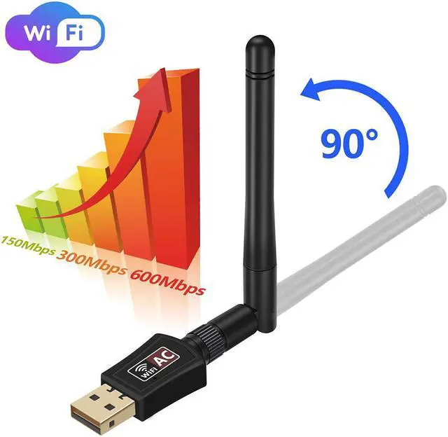 Alt view image 3 of 7 - USB WiFi Adapter ac600Mbps Wireless USB Adapter 5.8GHz/2.4GHz Dual Band External Antenna WiFi Dongle for Laptop/PC,WiFi Adapter Support Windows 10/8/8.1/7/XP, Mac Os X 10.6-10.14