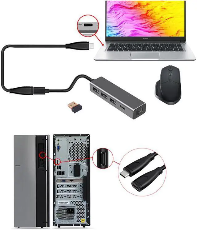 Alt view image 6 of 7 - USB C Extension Adapter Cable, [200cm/6.6FT] Thunderbolt 3 USB 3.1 Type-C Fast Charging,4K HD Vedio, Audio Transfer, Data Sync Extend Cord Compatible with MacBook Pro,Nintendo Switch,Pixel 3/2/XL