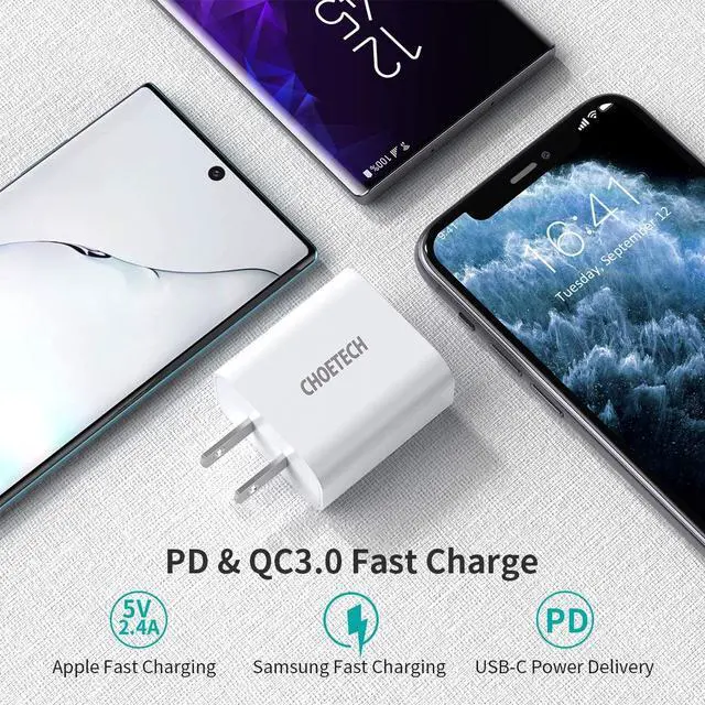 Alt view image 3 of 7 - USB C Charger, 18W PD Fast Charger Ultra-Compact Type C Wall Charger Compatible iPhone 11/11 Pro/11 Pro Max/X/XS/XR/8/8 Plus, iPhone SE, iPad Pro, Pixel 3/4, Galaxy S10+/S10/S9, LG and More