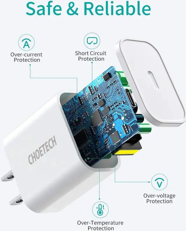Alt view image 5 of 7 - USB C Charger, 18W PD Fast Charger Ultra-Compact Type C Wall Charger Compatible iPhone 11/11 Pro/11 Pro Max/X/XS/XR/8/8 Plus, iPhone SE, iPad Pro, Pixel 3/4, Galaxy S10+/S10/S9, LG and More
