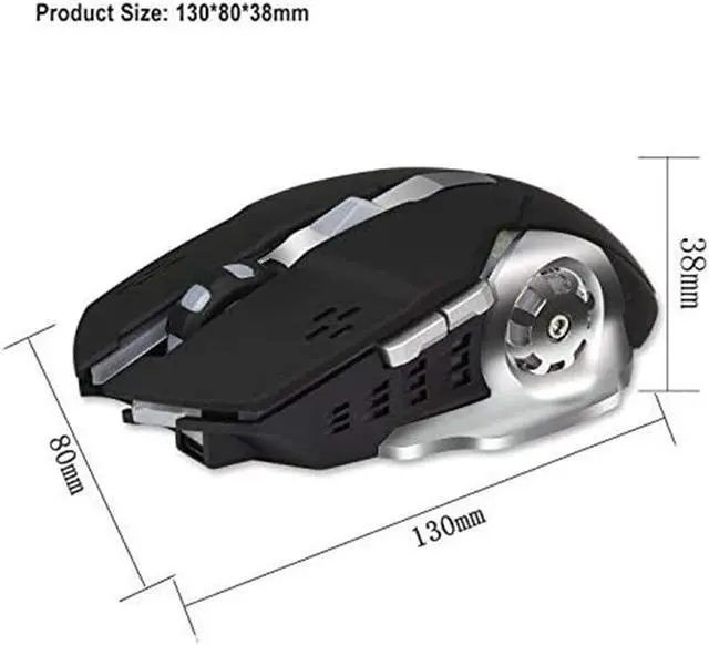 Alt view image 5 of 7 - Rechargeable 2.4Ghz Wireless Gaming Mouse with USB Receiver,7 Colors Backlit for MacBook, Computer PC, Laptop (600Mah Lithium Battery)