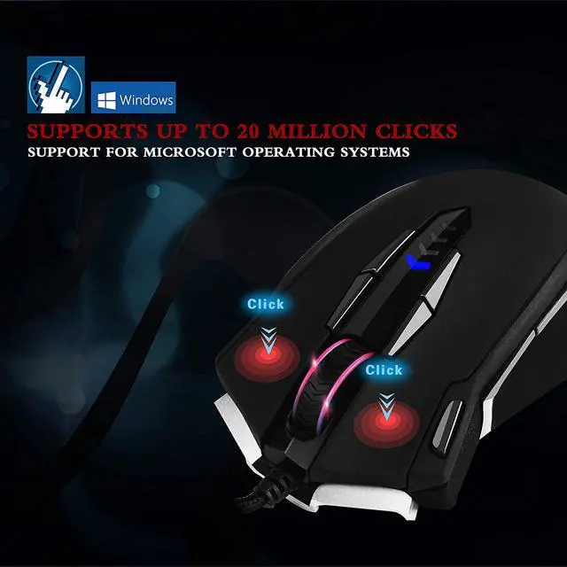 Alt view image 5 of 7 - Gaming Mouse Wired, 13 Programmable Buttons (8+5 Side Buttons), RGB Backlit, Marco, 10000 DPI Adjustable, Comfortable Grip Ergonomic Optical Gaming Mice with Tunable Weights, Black
