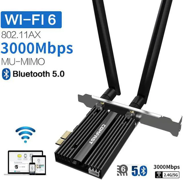 Main image of AX200 3000Mbps Dual Band 2x 5dBi Wireless Desktop PCIe for Intel AX200 Pro Card 2.4G/5Ghz Bluetooth 5.0 PCI Express WiFi 6 Adapter for Windows 10