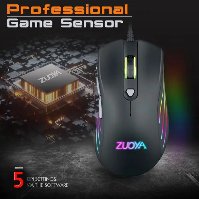 Alt view image 7 of 7 - 7200 DPI, 7 Programmable Buttons, LED Backlit, Ergonomic Optical PC, Comfortable Computer Gaming Mice for Windows 7/8/10/XP Vista Linux, Black
