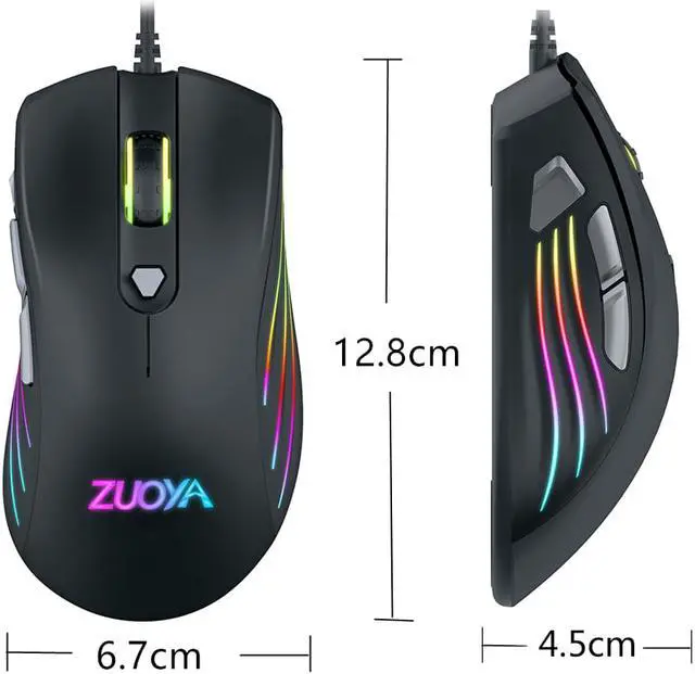 Alt view image 6 of 7 - 7200 DPI, 7 Programmable Buttons, LED Backlit, Ergonomic Optical PC, Comfortable Computer Gaming Mice for Windows 7/8/10/XP Vista Linux, Black