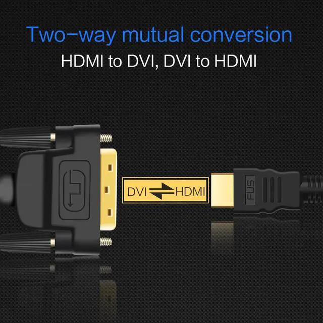 Alt view image 6 of 7 - HDMI to DVI Cable DVI to HDMI Male 24+1 DVI-D Male Adapter Gold Plated 1080P for HD HDTV HD PC Projector PS4 etc. (9 Feet 3 Meters)