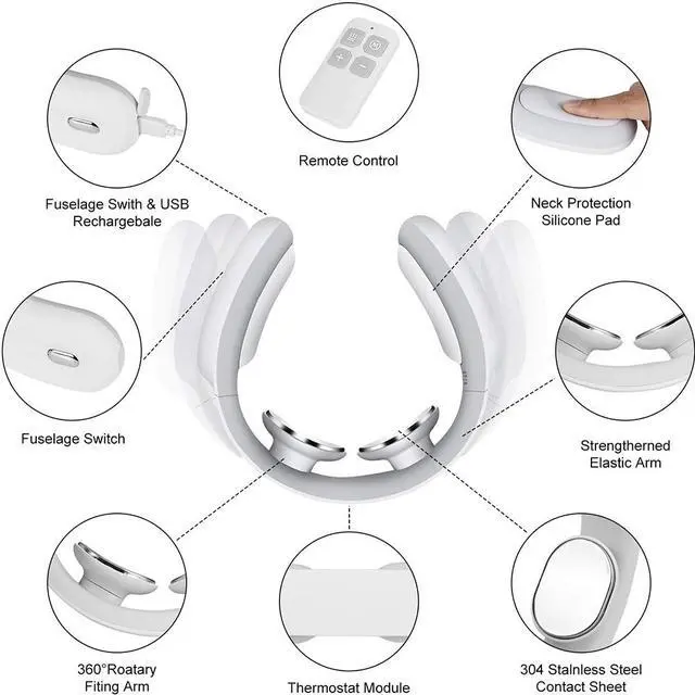 Alt view image 2 of 7 - Neck Massager with Heated,Intelligent Portable Electric Neck Massage Equipment with 3 Modes and 15 Speeds for Office, Home,Travel, Gifts for Women Men Dad Mom