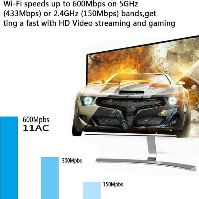 Alt view image 6 of 7 - Wifi Dongle High Speed Internet 2.4/5GHz 600Mbps Wireless USB Wifi Adapter for PC/Desktop/Laptop/Tablet, Supports Windows 10/8/7/Vista/XP/2000