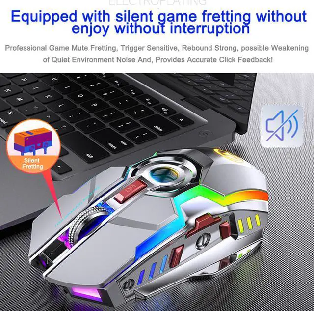 Alt view image 4 of 7 - 2.4G Wireless Gaming Mouse Rechargeable Silent 7 Color LED Backlit Gaming Mice USB Optical Ergonomic Mouse for PC/LOL CS