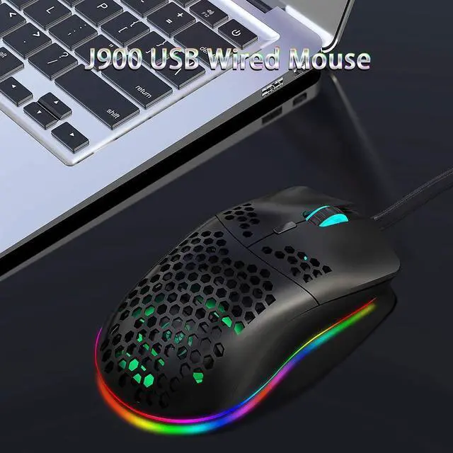 Alt view image 7 of 7 - Wired RGB Gaming Mice, USB Gaming Mouse, Honeycomb Lightweight Gaming Mouse with Backlight, up to 6400 DPI, Wired PC Gaming Mouse for Mac Laptop Computer