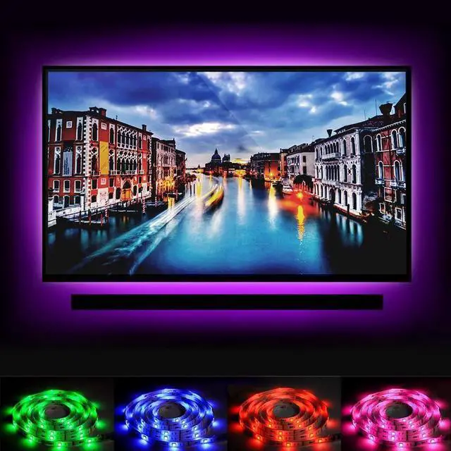 Alt view image 5 of 7 - Led Strip lights, Bias Lighting for 40-60 inch HDTV 6.6ft RGB USB Powered LED Light Strip with RF Remote,TV Backlight Kit for Flat Screen TV, PC