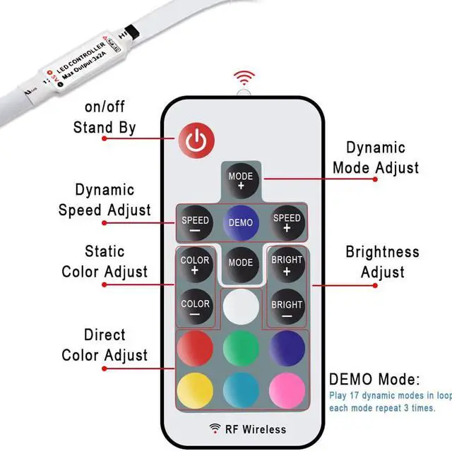 Alt view image 3 of 7 - Led Strip lights, Bias Lighting for 40-60 inch HDTV 6.6ft RGB USB Powered LED Light Strip with RF Remote,TV Backlight Kit for Flat Screen TV, PC