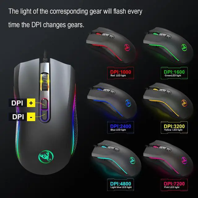 Alt view image 4 of 7 - Gaming Mice 3200DPI 7 Buttons 7 colors LED Optical USB Wired Mouse Gamer Mice computer mause mouse Gaming Mouse For Pro Gamer