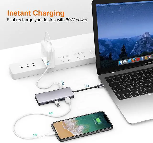 Alt view image 3 of 7 - Updated Version USB C Hub, 11 in 1 USB C Adapter with Ethernet, 4K USB C to HDMI, VGA, 2 USB3.0 2 USB2.0 PD, SD TF Card Reader, Audio, Compatible Mac Pro and Other Type C Laptops